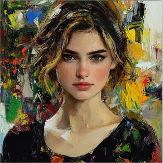 Fablemarquetry style, Midjourney V6.1: photographic portrait of female protagonist