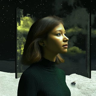 Redleaf Armageddon style, Midjourney V6.1: photographic portrait of female protagonist