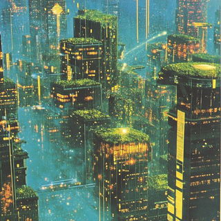 Terracurrent style, Midjourney V6.1: megacity with futuristic bioarchitecture