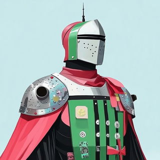 Coastomegagraph style, Midjourney V6.1: concept art character design of retropunk steam knight