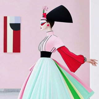Coastomegagraph style, Midjourney V6.1: haute-couture fashion outfit