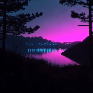 Rounded Chromatopia style, Midjourney V6.1: realistic landscape photograph of quiet dawn