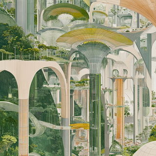 Monster Arcade style, Midjourney V6.1: megacity with futuristic bioarchitecture