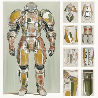 Monster Arcade style, Midjourney V6.1: concept art character design of retropunk steam knight