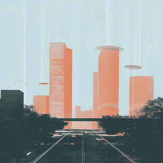 Hatchvale Lineworks style, Midjourney V6.1: megacity with futuristic bioarchitecture
