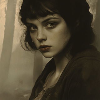 Coralgrid Equine style, Midjourney V6.1: photographic portrait of female protagonist