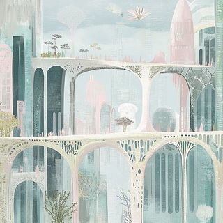 Verdigris Barkism style, Midjourney V6.1: megacity with futuristic bioarchitecture