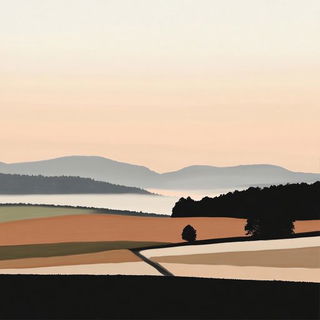 Lantern Beast Impressions style, Midjourney V6.1: realistic landscape photograph of quiet dawn