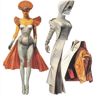 Brushlaid Stonework style, Midjourney V6.1: haute-couture fashion outfit