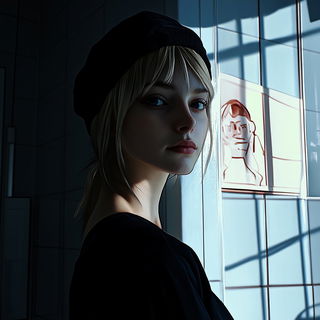 Rainclad style, Midjourney V6.1: photographic portrait of female protagonist