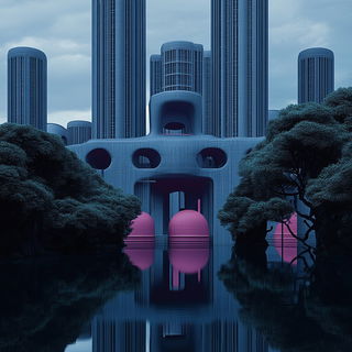 Hazeplain style, Midjourney V6.1: megacity with futuristic bioarchitecture