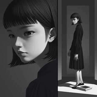 Hazeplain style, Midjourney V6.1: black-and-white manga comic strip