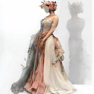 Spectral Hatching style, Midjourney V6.1: haute-couture fashion outfit