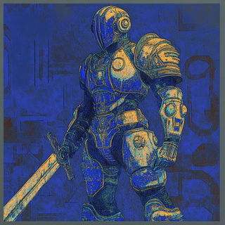 Glyphoscreen style, Midjourney V6.1: concept art character design of retropunk steam knight