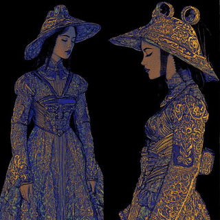 Glyphoscreen style, Midjourney V6.1: haute-couture fashion outfit