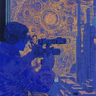 Glyphoscreen style, Midjourney V6.1: editorial illustration for popular scientific magazine cover