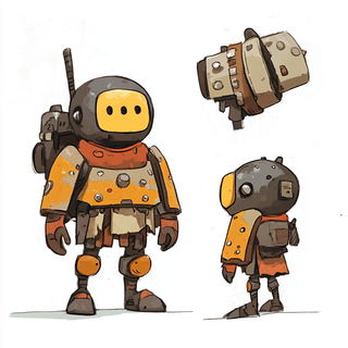 Stiltbrick Vanguard style, Midjourney V6.1: concept art character design of retropunk steam knight