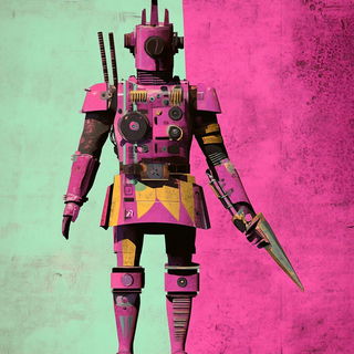 Inkharbour style, Midjourney V6.1: concept art character design of retropunk steam knight