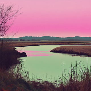 Inkharbour style, Midjourney V6.1: realistic landscape photograph of quiet dawn