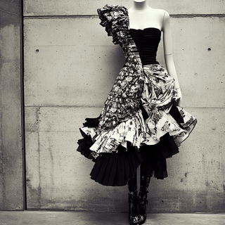 Prismotype style, Midjourney V6.1: haute-couture fashion outfit