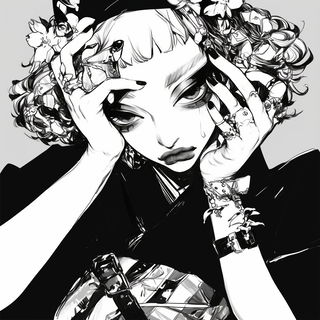 Prismotype style, Midjourney V6.1: black-and-white manga comic strip