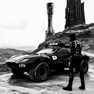 Prismotype style, Midjourney V6.1: cinematic shot from sci-fi movie