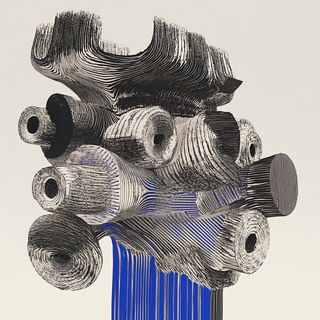 Stratoceratops Engraving style, Midjourney V6.1: abstract 3D render