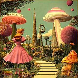 Mythocut style, Midjourney V6.1: retro fairy-tale illustration