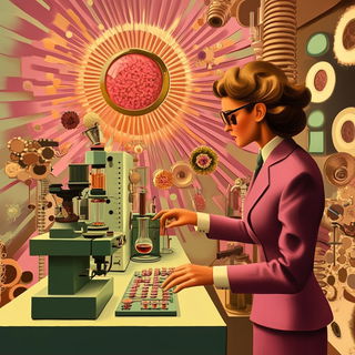 Mythocut style, Midjourney V6.1: editorial illustration for popular scientific magazine cover