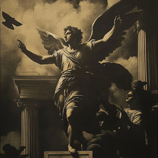 Collage Aeropolis style, Midjourney V6.1: classical 18th-century oil painting