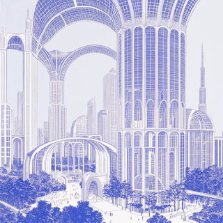 Chromarail style, Midjourney V6.1: megacity with futuristic bioarchitecture
