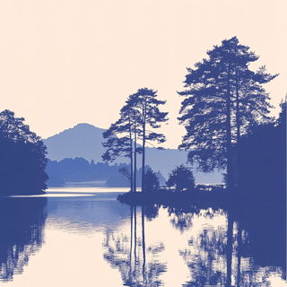 Chromarail style, Midjourney V6.1: realistic landscape photograph of quiet dawn