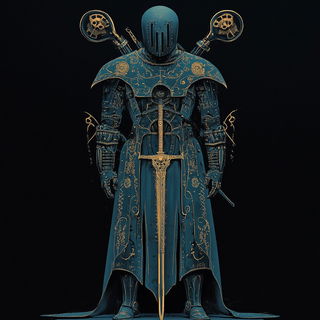 Lakewood Chromate style, Midjourney V6.1: concept art character design of retropunk steam knight