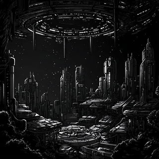 Hollowpine Glyphics style, Midjourney V6.1: megacity with futuristic bioarchitecture