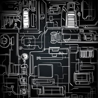 Hollowpine Glyphics style, Midjourney V6.1: technical infrastructure blueprint schematics