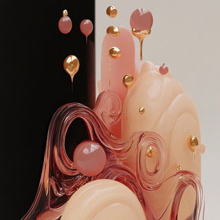 Candy Vapor Pavilion style, Midjourney V6.1: abstract 3D render