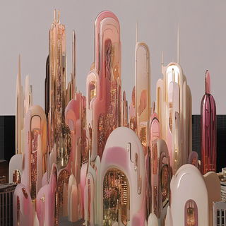 Candy Vapor Pavilion style, Midjourney V6.1: megacity with futuristic bioarchitecture