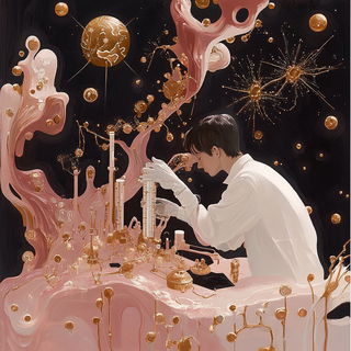 Candy Vapor Pavilion style, Midjourney V6.1: editorial illustration for popular scientific magazine cover