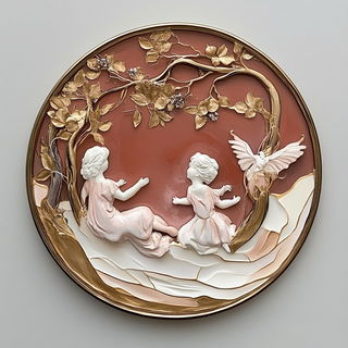 Candy Vapor Pavilion style, Midjourney V6.1: classical 18th-century oil painting