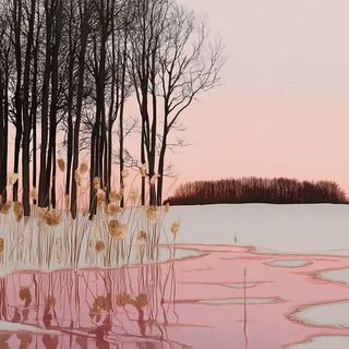 Candy Vapor Pavilion style, Midjourney V6.1: realistic landscape photograph of quiet dawn
