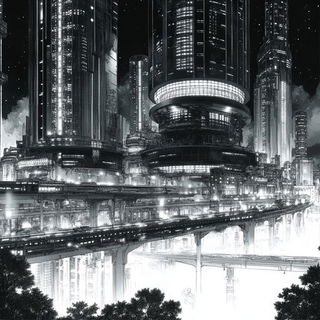 Ochrecollage style, Midjourney V6.1: megacity with futuristic bioarchitecture