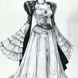 Ochrecollage style, Midjourney V6.1: haute-couture fashion outfit