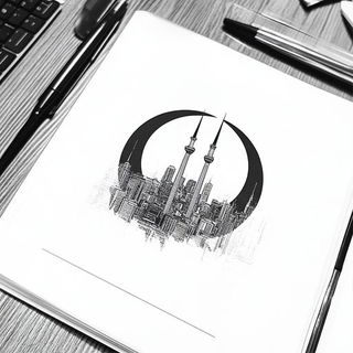 Ochrecollage style, Midjourney V6.1: bold minimalist logo design for Istanbul city municipal services