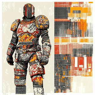 Citadel Blazon style, Midjourney V6.1: concept art character design of retropunk steam knight