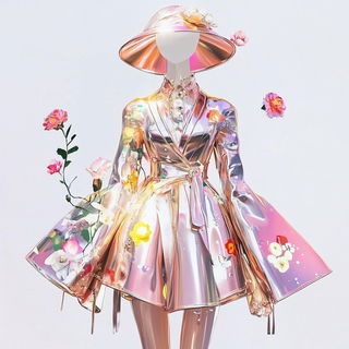 Chiaroscuro Scalework style, Midjourney V6.1: haute-couture fashion outfit