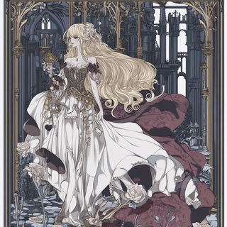 Ribbonface style, Midjourney V6.1: retro fairy-tale illustration