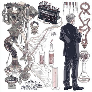 Ribbonface style, Midjourney V6.1: editorial illustration for popular scientific magazine cover