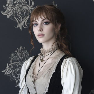 Ribbonface style, Midjourney V6.1: photographic portrait of female protagonist