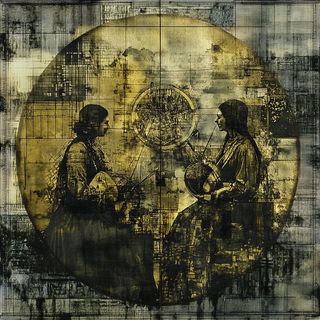 Gaze Shards style, Midjourney V6.1: traditional folk art
