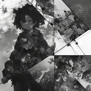 Gaze Shards style, Midjourney V6.1: black-and-white manga comic strip